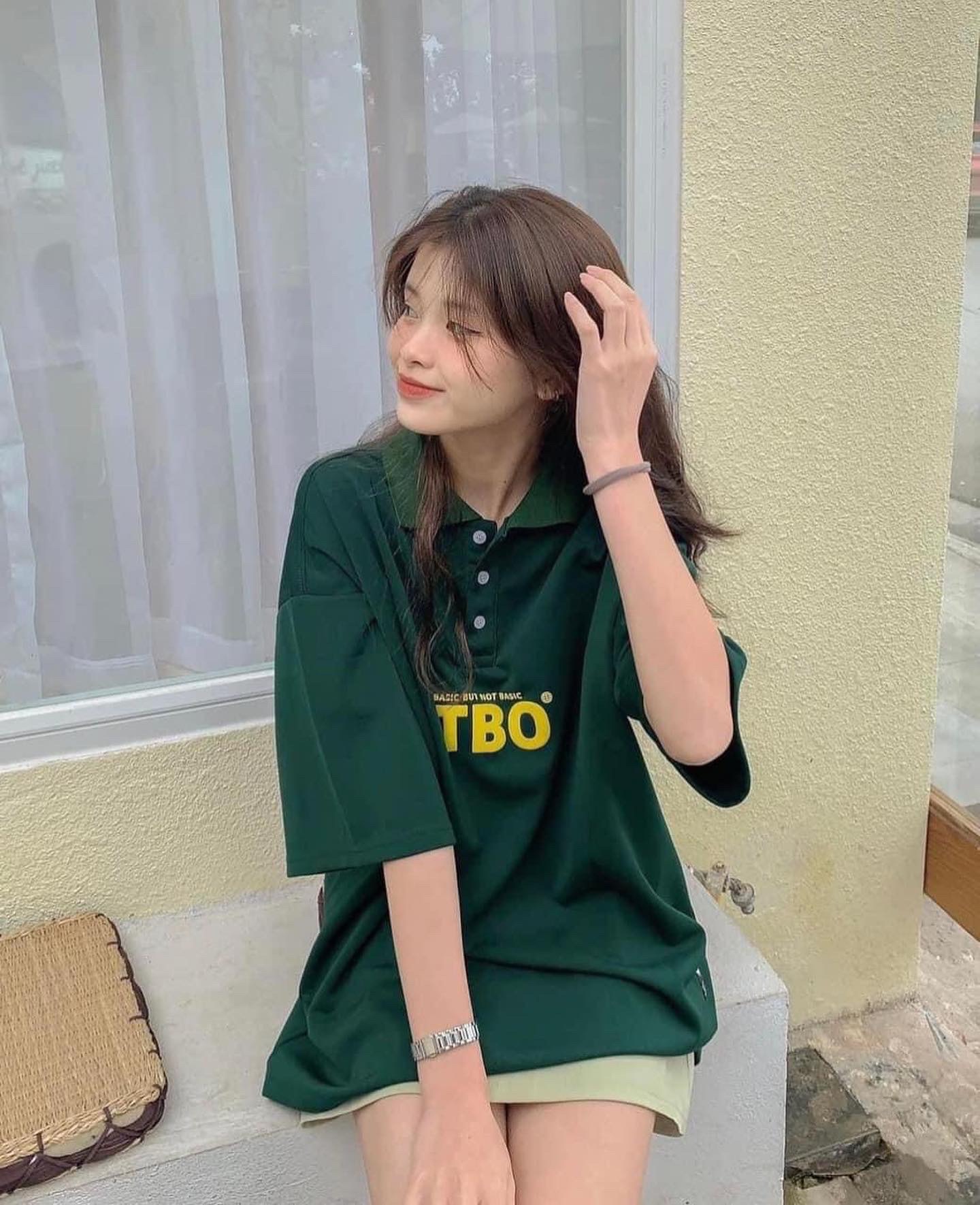 Áo Polo nam nữ cổ bẻ in chữ chất liệu cotton siêu xinh