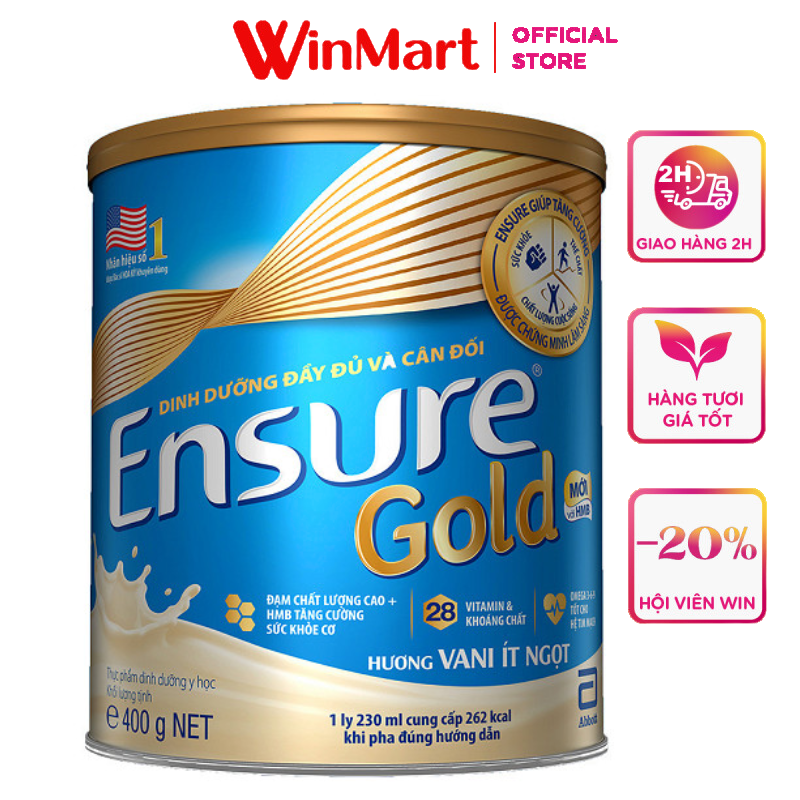 [Siêu thị WinMart] -Sữa bột Ensure Gold ít ngot hương Vani  400g