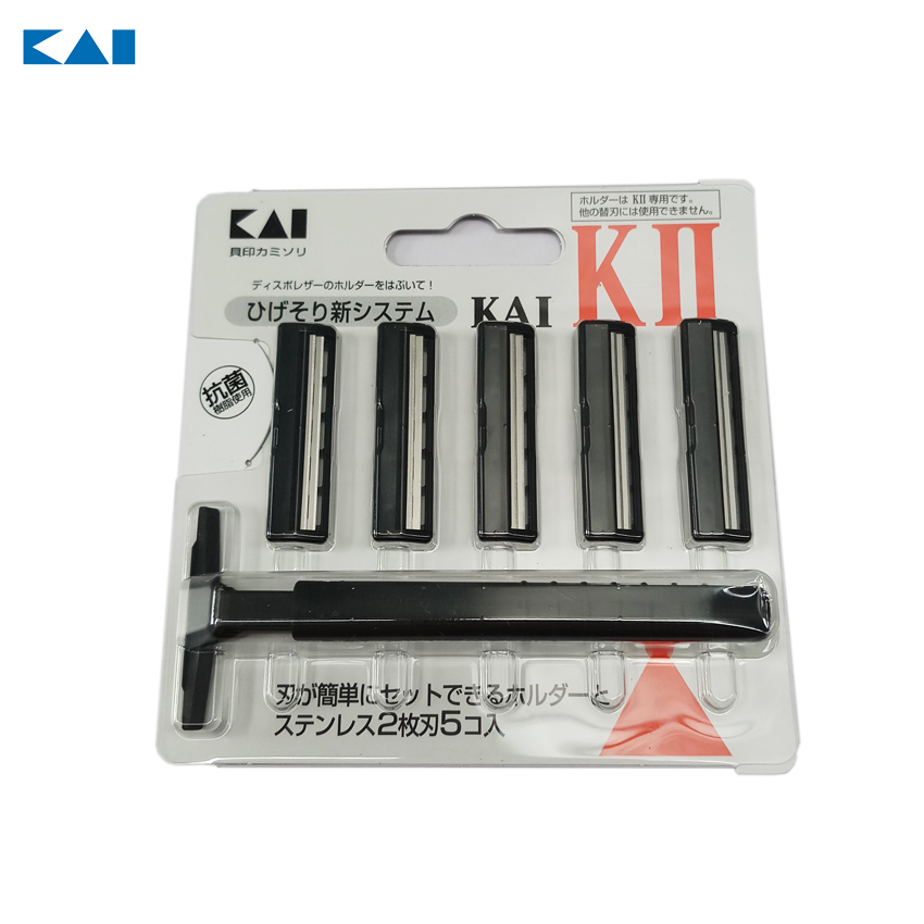 Set dao cạo râu 2 lưỡi kép KAI 1 thân, 5 lưỡi hàng Nhật