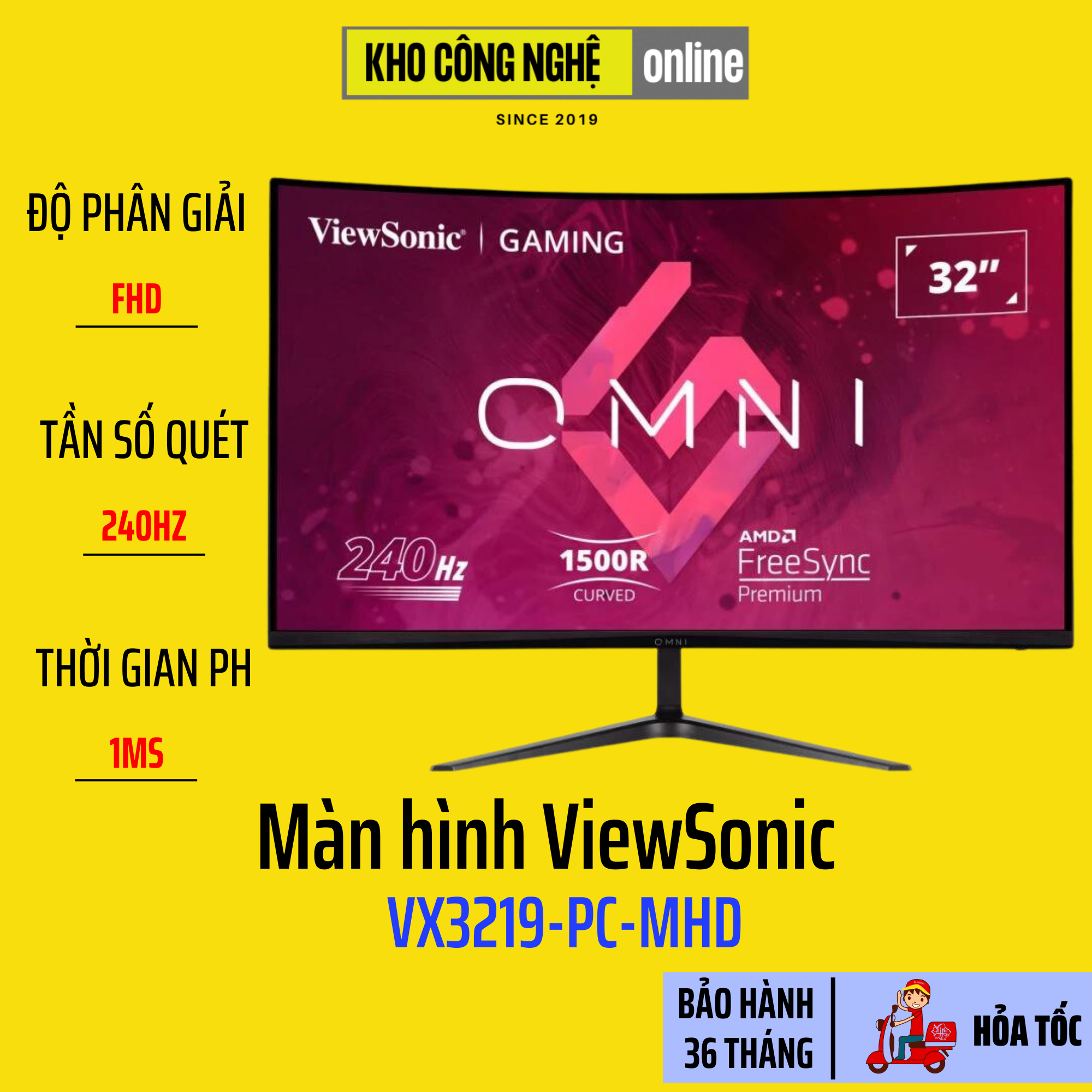 Màn hình cong viewsonic vx3219-pc-mhd 32 inch, va, 240hz, 1ms, adaptive sync