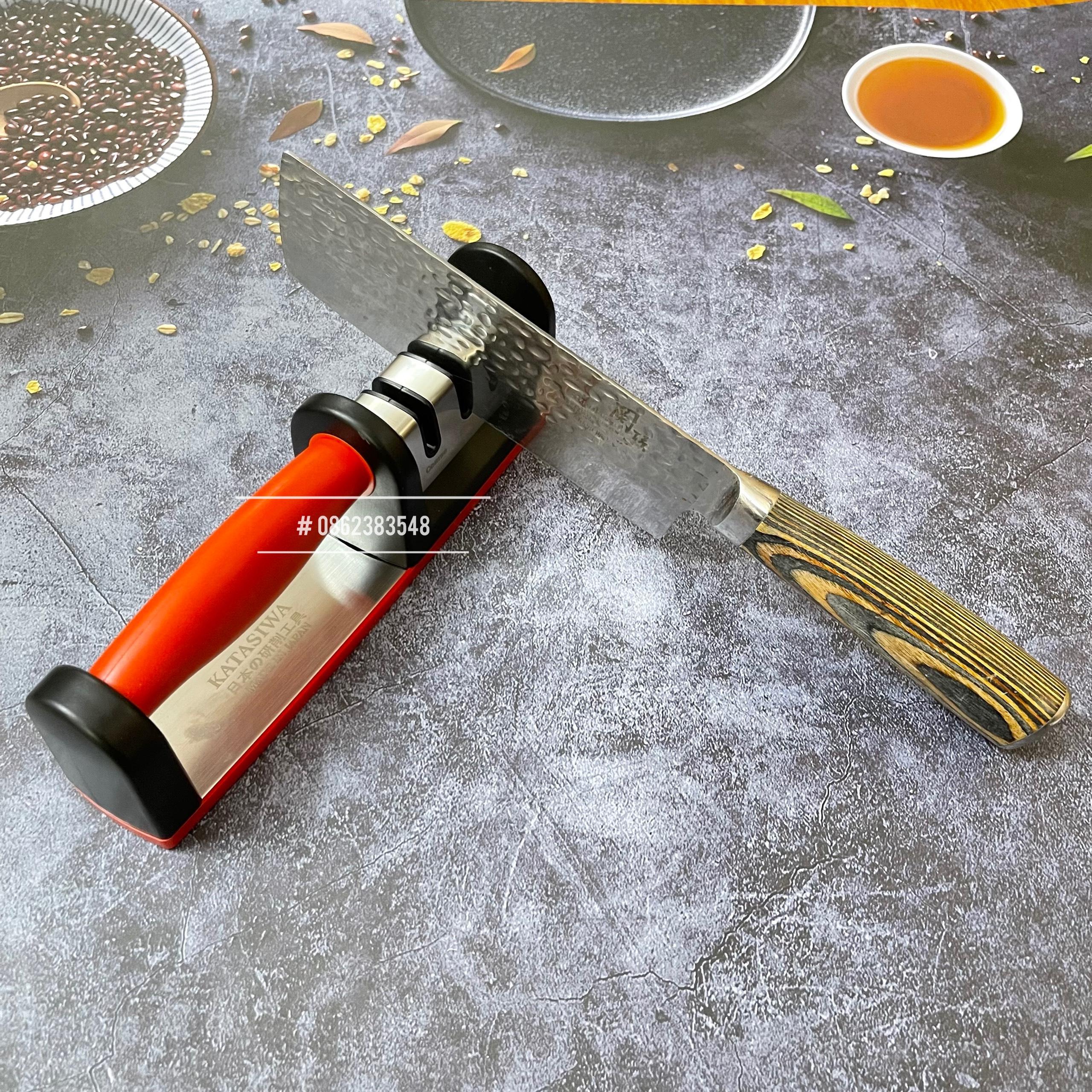 Dụng cụ mài dao Katasiwa cao cấp, mài dao kéo đa năng công nghệ nhật bản, mài dao cầm tay 3 trong 1