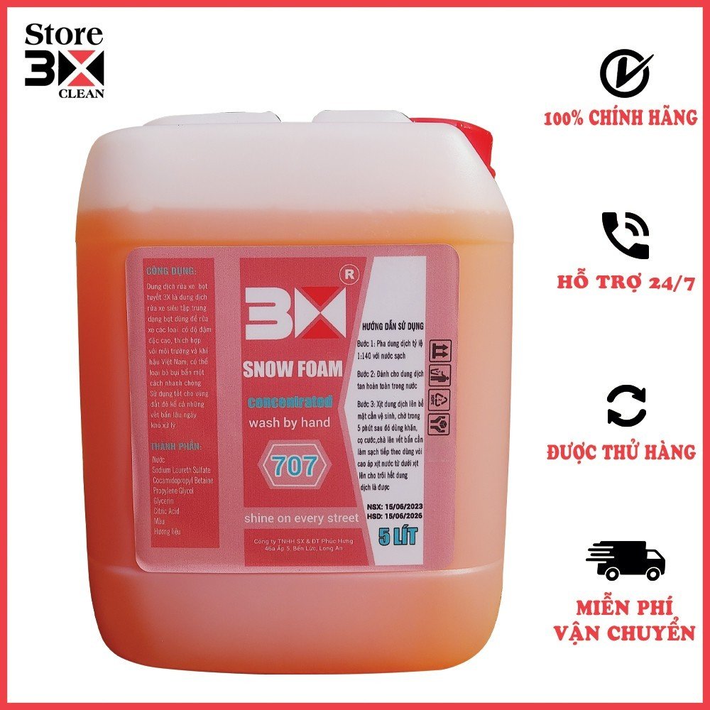 Bọt tuyết rửa xe chuyên dụng 3x 707 dung tích 5 lít siêu tiệt kiệm
