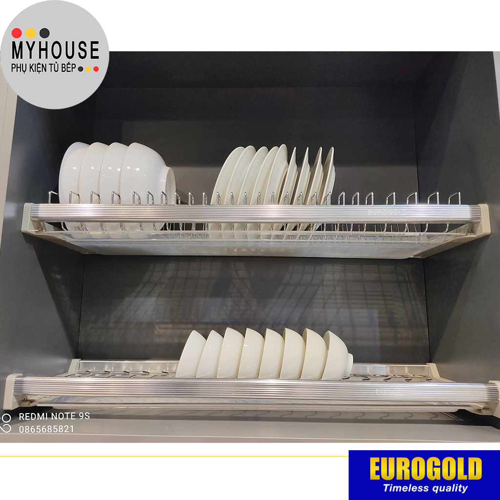 Giá bát đĩa cố định tủ trên, Kệ úp chén đĩa nhà bếp, Inox 304 bảo hành chính hãng, Phụ kiện tủ bếp Eurogold