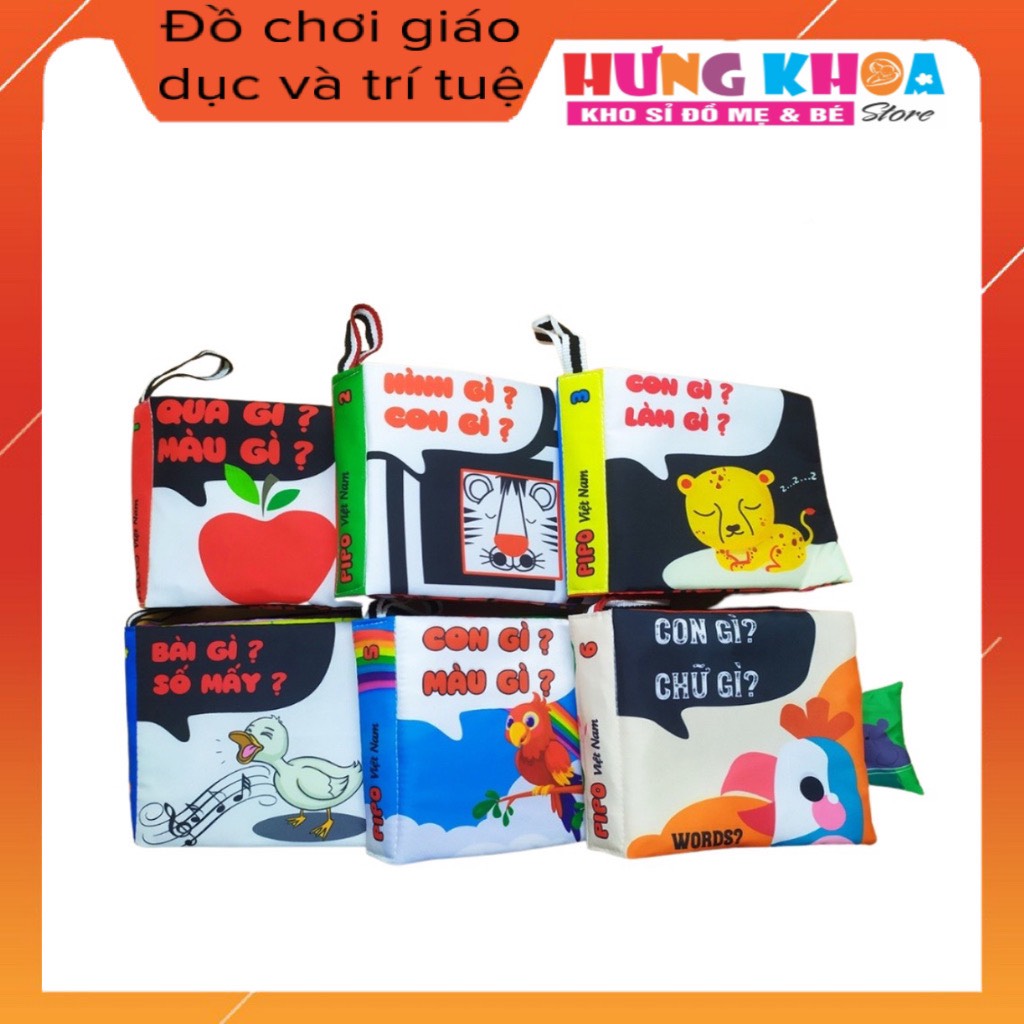 Sách vải Pipo Kích thích thị giác - Nhiều chủ đề cho bé yêu - Song ngữ Việt Anh