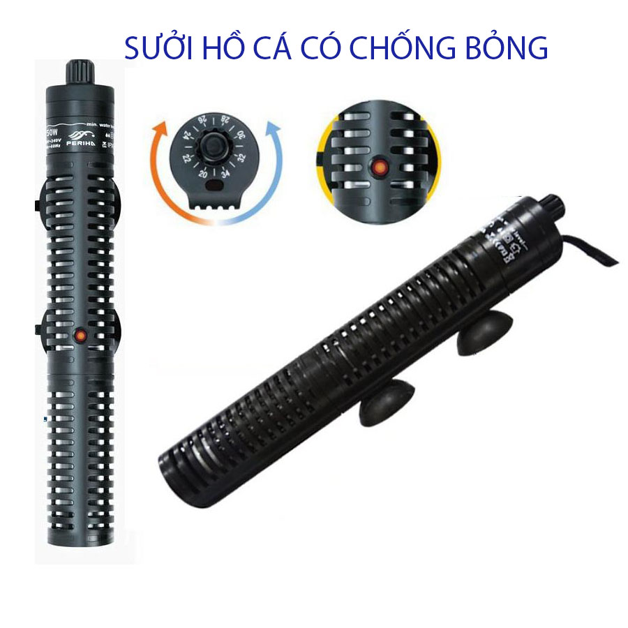 Sưởi Periha HB dùng cho hồ cá hồ thủy sinh công suất 50w -100w - 300W - Sưởi ấm hồ cá cảnh chống bỏng - Có chỉnh nhiệt