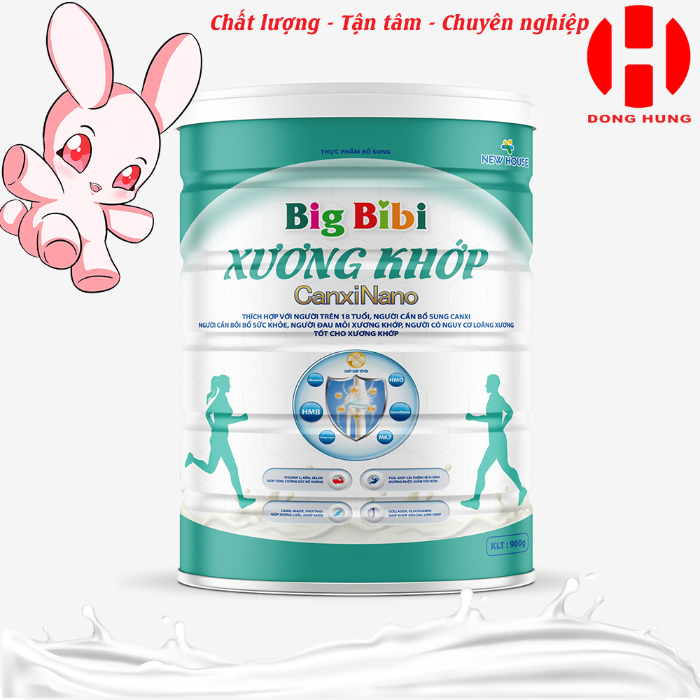 Sữa Big BiBi Xương Khớp Canxi Nano - Sữa cho người trưởng thành - Sữa cho người đau mỏi xương khớp, có nguy cơ loãng xương - Sữa uống cho người lớn lon 900Gr