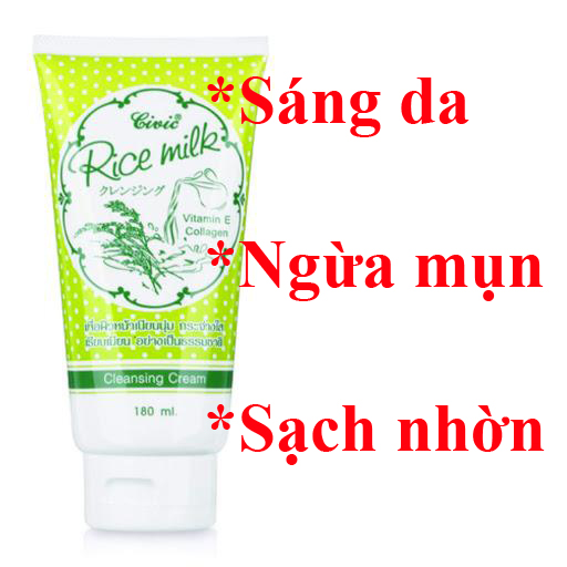 [HCM][SÁNG MỊN DA] Sữa Rửa Mặt Gạo Civic Rice Milk Thái Lan 180ml giúp sạch nhờn ngừa mụn an toàn cho da