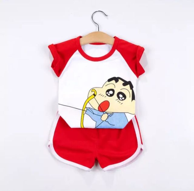 Combo 2 Bộ đồ trẻ em, quần áo trẻ em, Bộ Cộc Tay Cho Bé Hình Cậu Bé Bút Chì