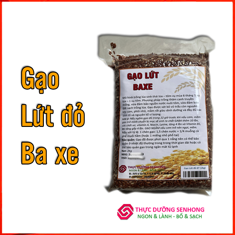 Gạo lứt đỏ Ba xe (2kg) Gạo sạch thuần chủng vụ mùa 6 tháng.