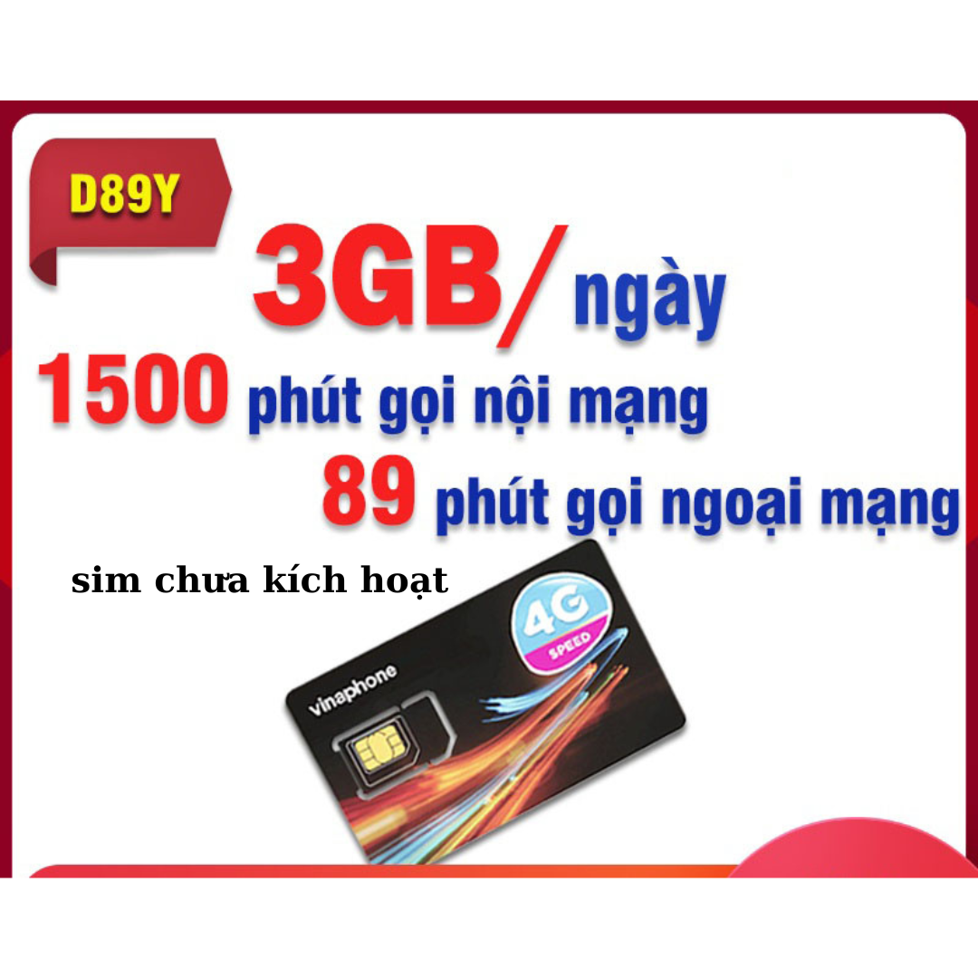 Freeship - chưa kích hoạt. sim 4g vina d89y 90gb tháng gọi nội ngoại mạng