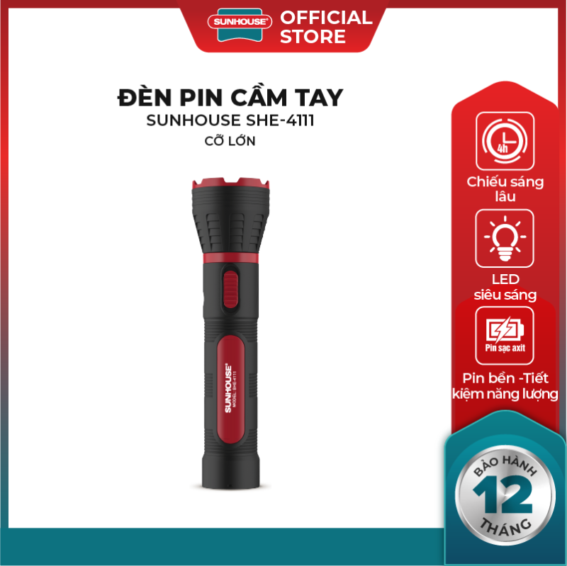 Đèn pin tay cầm sunhouse – cỡ lớn she-4111- hàng chính hãng-bảo hành 12 tháng