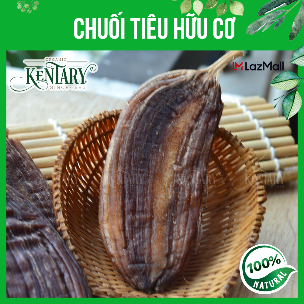 Chuối tiêu sấy nguyên vỏ Kentary túi 200gr, vị ngọt thanh giúp da sáng, dáng thon, ngừa thiếu máu - đồ ăn vặt