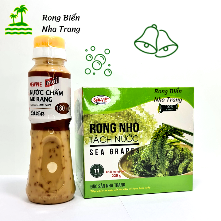 Rong nho tách nước Sea Việt hộp 220 gồm 11 gói - Tặng 1 chai nước chấm mè rang Kewpie 180ml