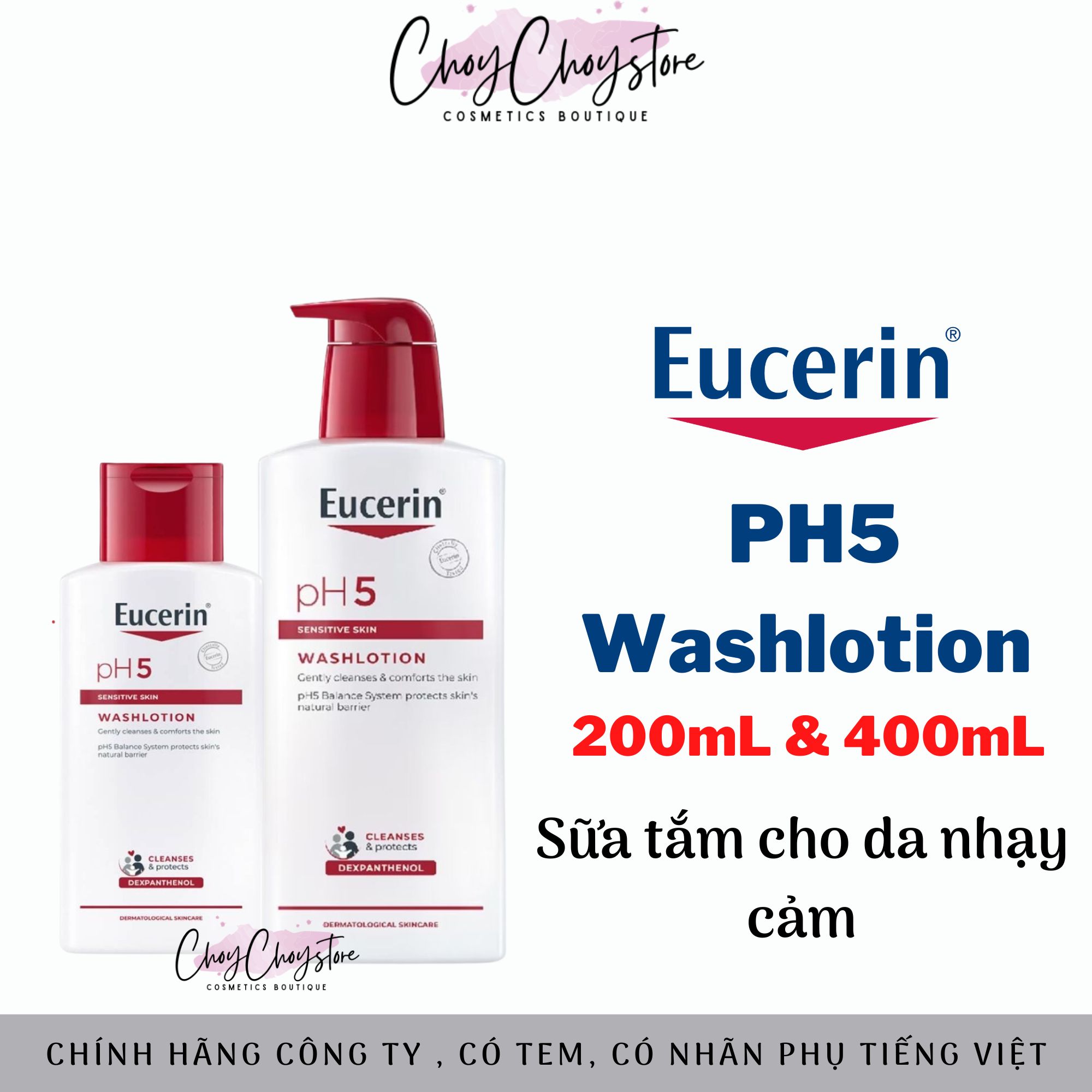Sữa Tắm Eucerin pH5 Washlotion 200mL & 400mL Cho Da Nhạy Cảm