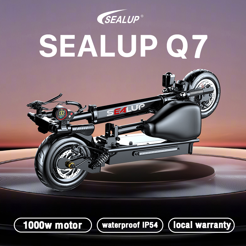 Bảo hành tại địa phương SEALUP-Q7 xe điện scooter gấp gọn địa hình Công suất 500W / 1000W xe scooter điện tốc độ 55km/h tải trọng 200kg xe scooter điện không thấm nước với thanh ánh sáng màu xe điện dành cho xe điện