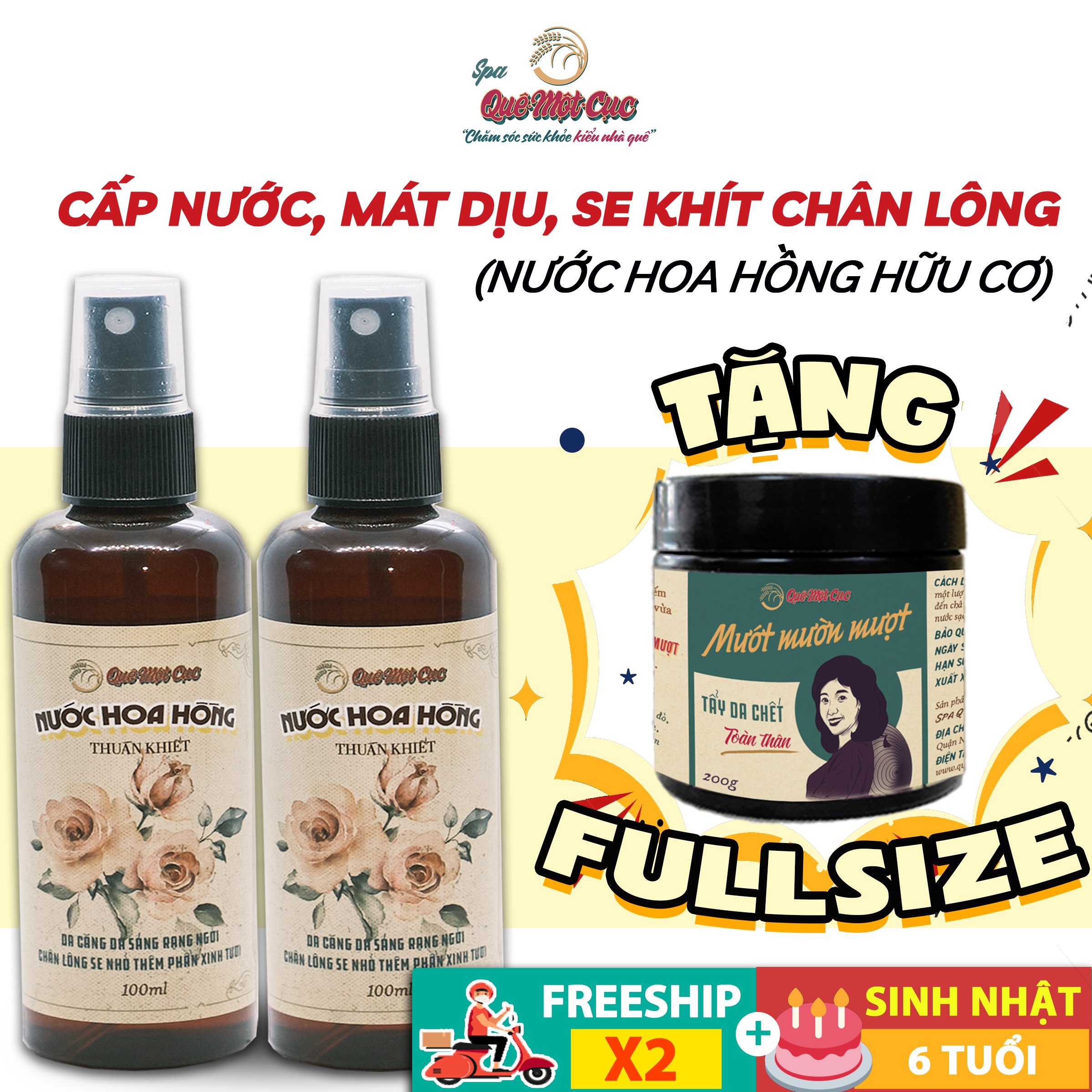 Nước hoa hồng toner dưỡng ẩm giảm thâm quê một cục 100ml