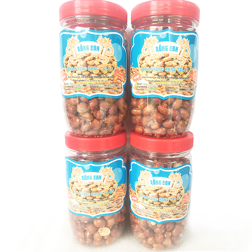 4 Hủ Đậu Phộng Rang Tỏi Ớt (Hủ 210Gram) Rồng Con - Đồ ăn vặt