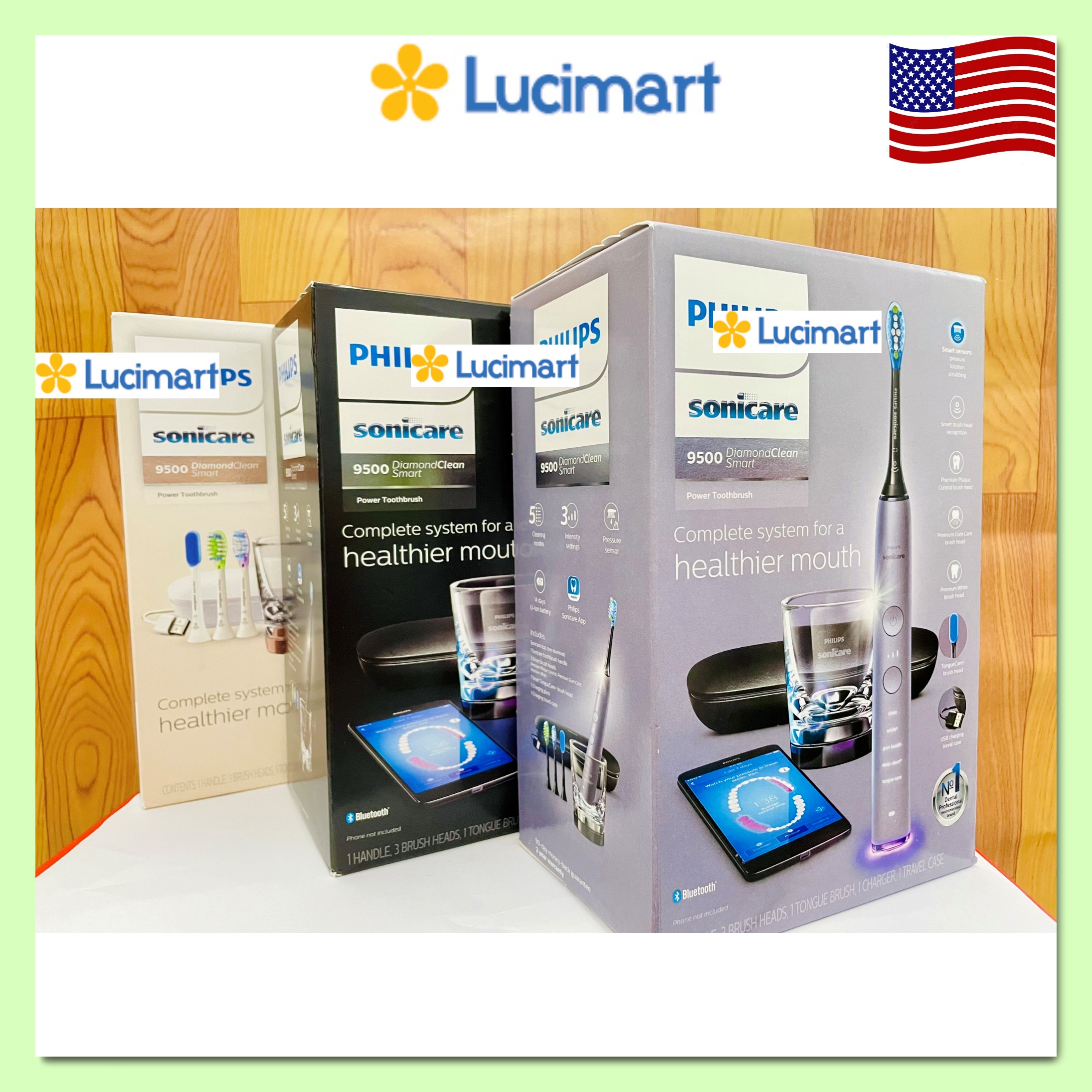 Bàn chải điện Phi.lips Sonicare 9500 DiamondClean Smart [Hàng Mỹ]