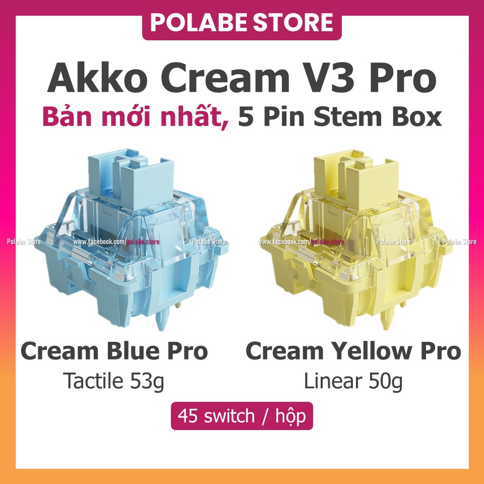 Akko Cream Yellow V3 pro Akko v3 cream blue tactile linear switch Akko CS switch Công tắc bàn phím cơ - Polabe Store