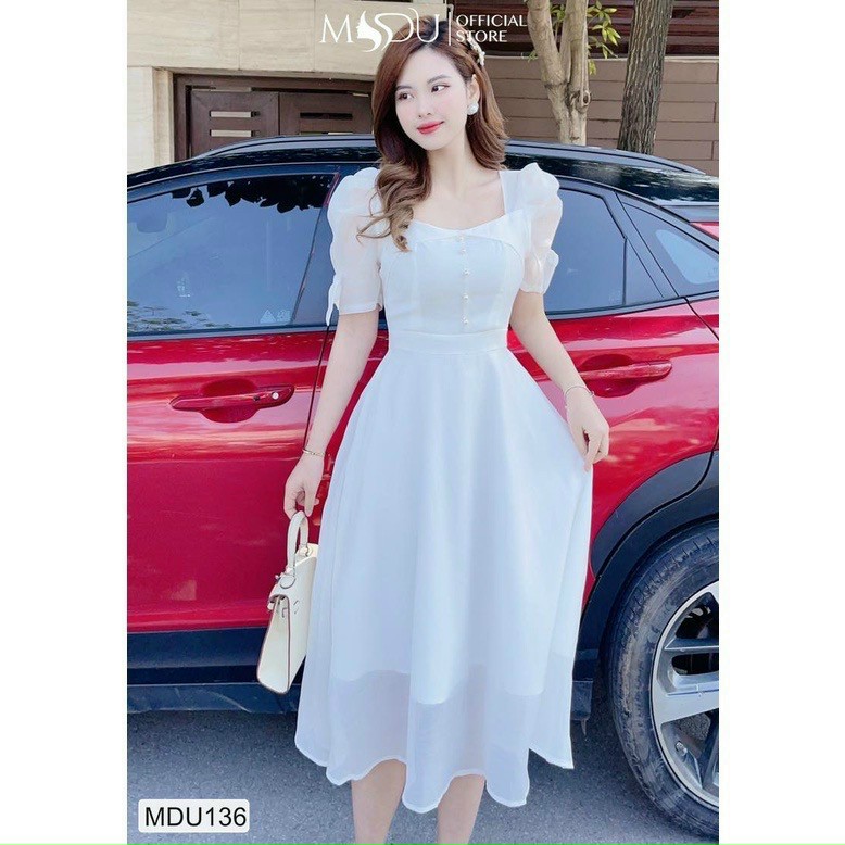 Đầm voan tay nơ kết cườm quá xinh