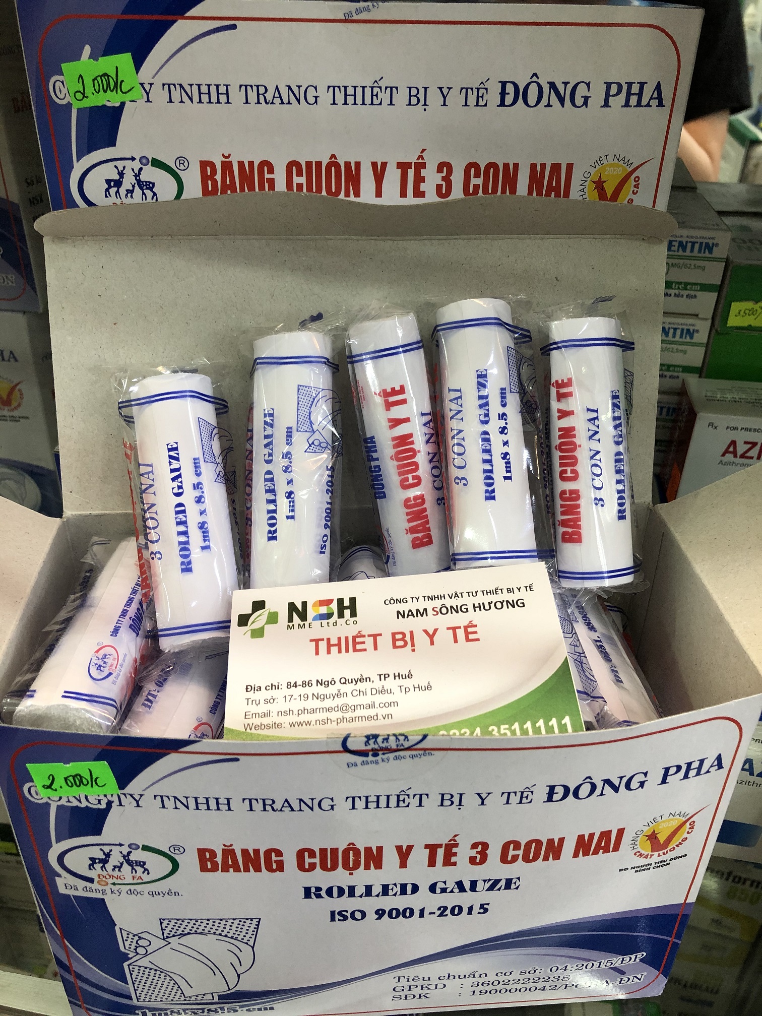 Gạc cuộn y tế đông pha 3 con nai - gạc băng cuộn y tế đông fa 1,8m x 0,85cm tiệt trùng từng cuộn