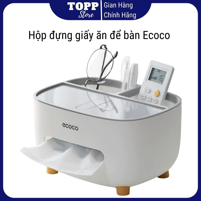 Hộp đựng giấy ăn để bàn Ecoco, hộp đựng giấy Ecoco đa năng sang trọng tiện dụng, hộp đựng giấy ăn tích hợp ngăn đựng đồ đa năng, cọ trang điểm, điều khiển, hộp đựng giấy ăn văn phòng nhà hàng, hộp đựng đồ