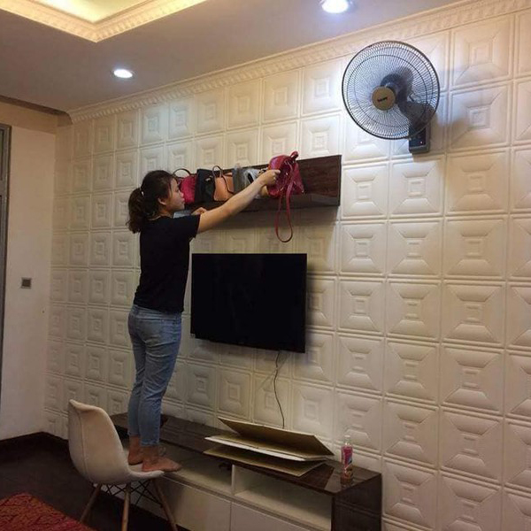 Combo 10 tấm xốp dán tường 3D giả da ô vuông dày 6mm kích thước 60X60cm - Xốp dán tường ô vuông chống thấm, bền màu - Xốp trang trí nhà cửa dán tường sang trọng, thi công đơn giản, nhanh chóng