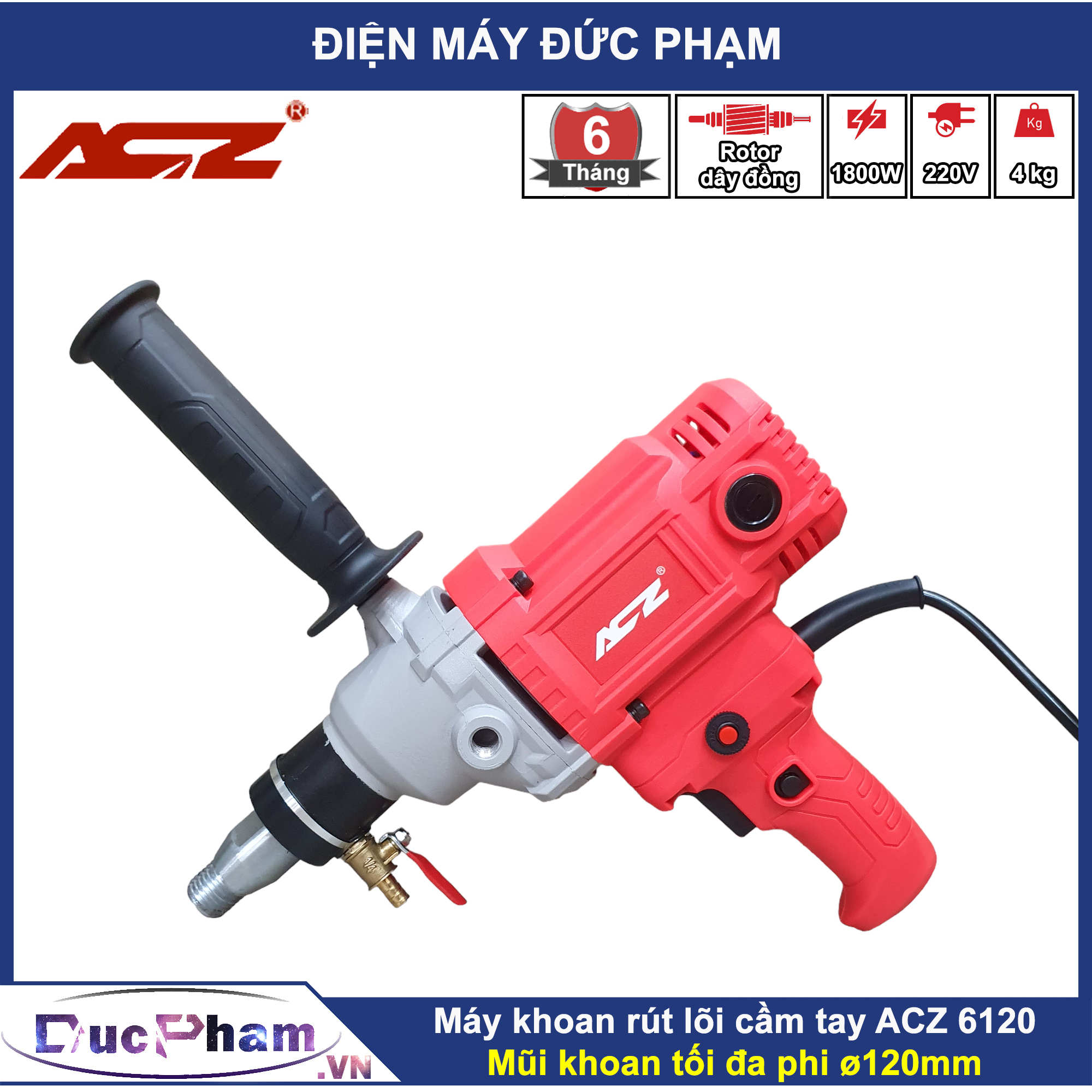 Máy khoan rút lõi bê tông cầm tay ACZ 6120