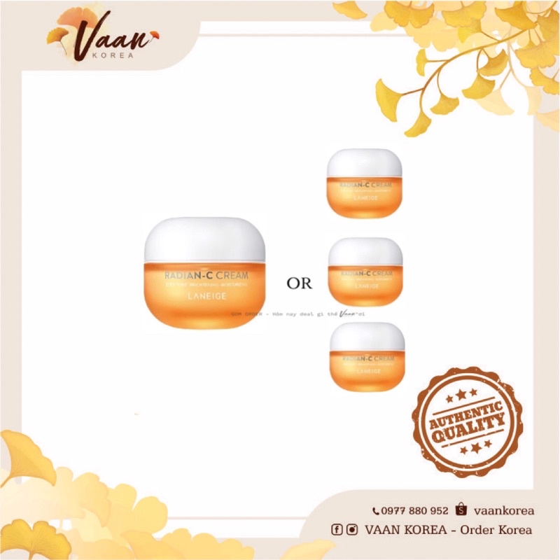 Kem dưỡng trắng da làm mờ đốm nâu Laneige Radian-C Vitamin C Cream