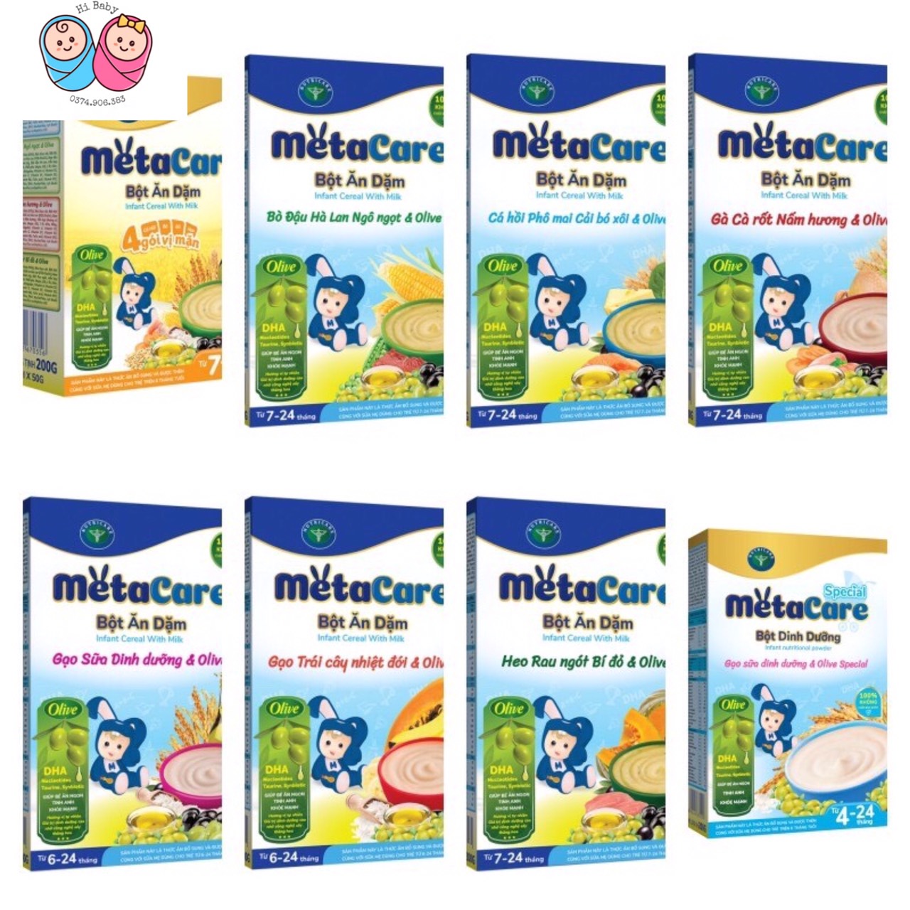 Bột ăn dặm Nutricare Metacare đủ các vị