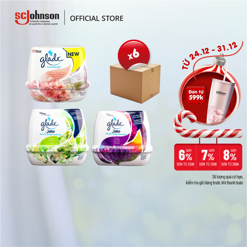  GLADE Combo 6 Sáp Thơm Phòng 180g – Hương Lài Lavender & Anh Đào Lily 