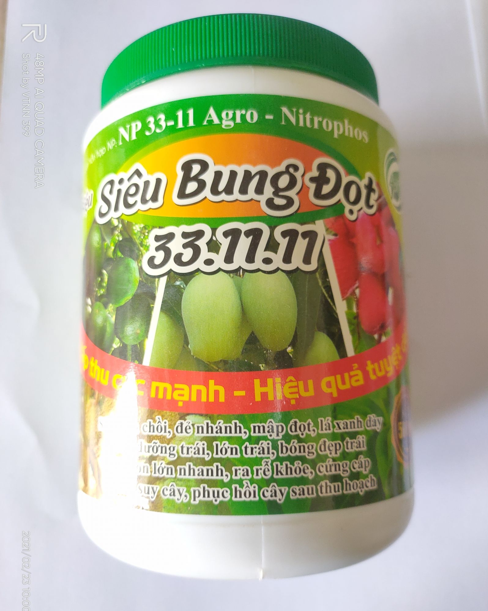 Siêu bụng đọt 33-11-11 Agro - Nitrophos Nhú đọt nhanh, mập đọt, lá xanh dày, lớn trái, nặng ký...