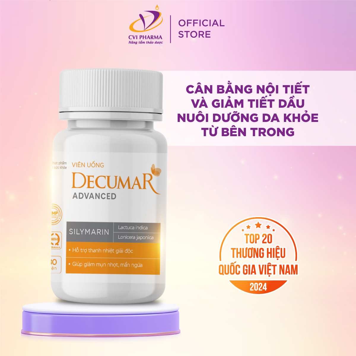 Viên uống thảo dược Decumar Advanced 30 viên, giảm mụn giảm nhờn hiệu quả