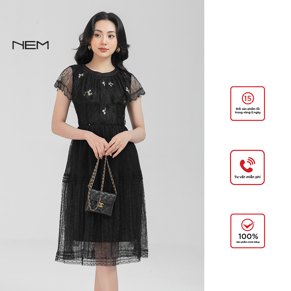 Đầm ren thêu hoa nem fashion d03252
