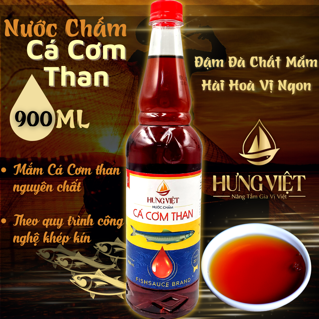 Nước chấm cá cơm than 900ml hưngviệt - nước mắm cá cơm than