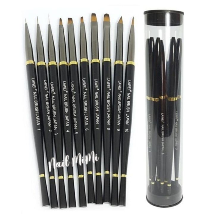 Set 10 Cọ vẽ móng chuyên dụng nail Lawei chính hãng