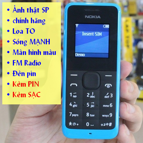[KÈM PIN SẠC] Điện thoại trâu bò Nokia 105 huyền thoại