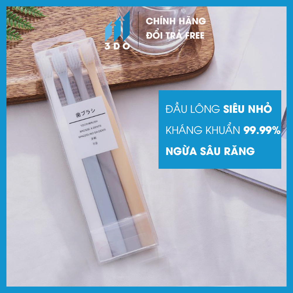 Bàn chải đánh răng Nano Muji xuất Nhật bộ 4 bàn chải  lông mềm dai làm sạch răng lưỡi nướu giúp khử mùi hôi ngăn ngừa bệnh răng miệng, bàn chải, bàn chải đánh răng, bàn chải lông mềm