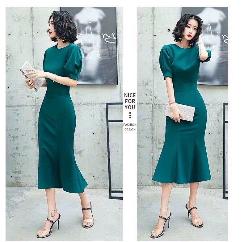 Đầm ôm body đuôi cá tay phồng cao cấp