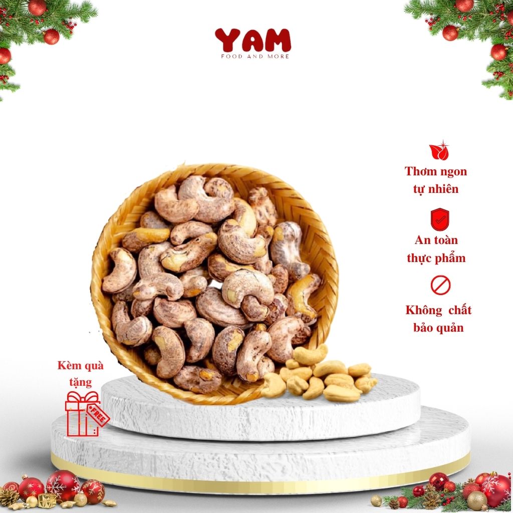 Hạt điều rang muối bình phước 1kg nguyên hạt loại 1 ăn liền, làm sữa hạt YAM FARM YF011