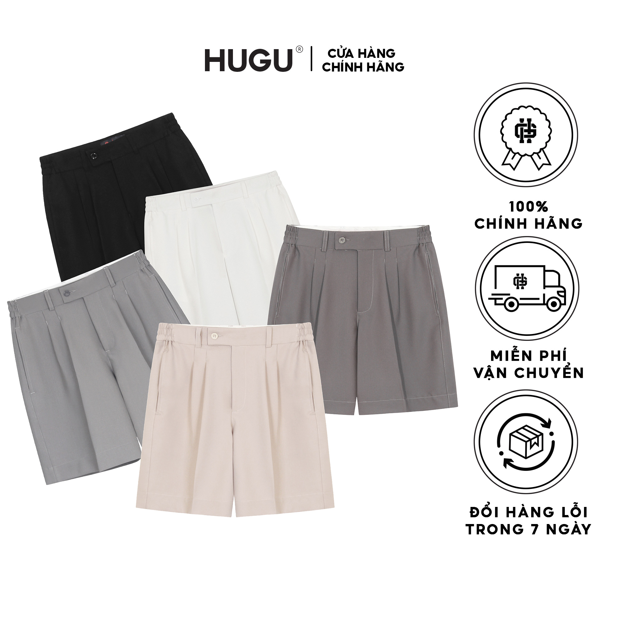 Quần ngắn hugu mono black short - black