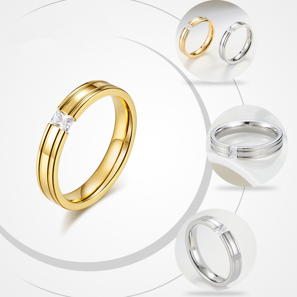 Nhẫn titan đá vuông inox không đen gỉ NC89 - giá 1 chiếc nhẫn nam bạc títan nhẫn cặp đôi