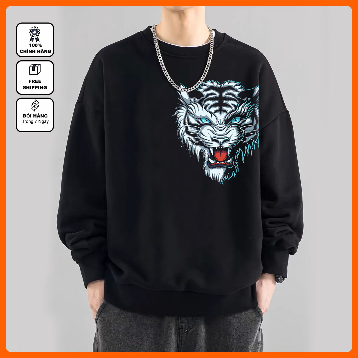 Áo sweater nỉ cổ chui unisex in hình dq-a31