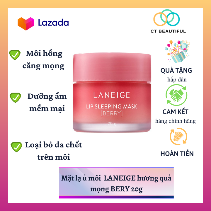 Mặt Nạ Ngủ Cho Môi Laneige Lip Sleeping Mask Berry  Giúp loại bỏ tế bào da chết trên môi, dưỡng ẩm cho đôi môi luôn căng mượt và đàn hồi cam kết hàng chuẩn