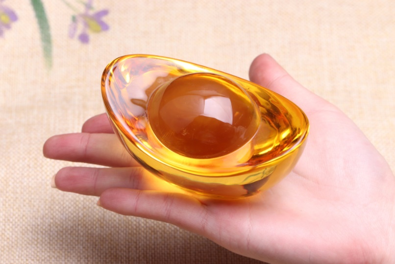 Thỏi vàng lớn thần tài pha lê nguyên khối 10cm đồ phong thủy mang lại may mắn chiêu tài nạp lộc giàu có