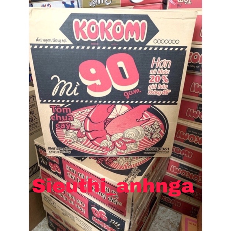 Mì tôm kokomi 90 mới thùng 30 gói