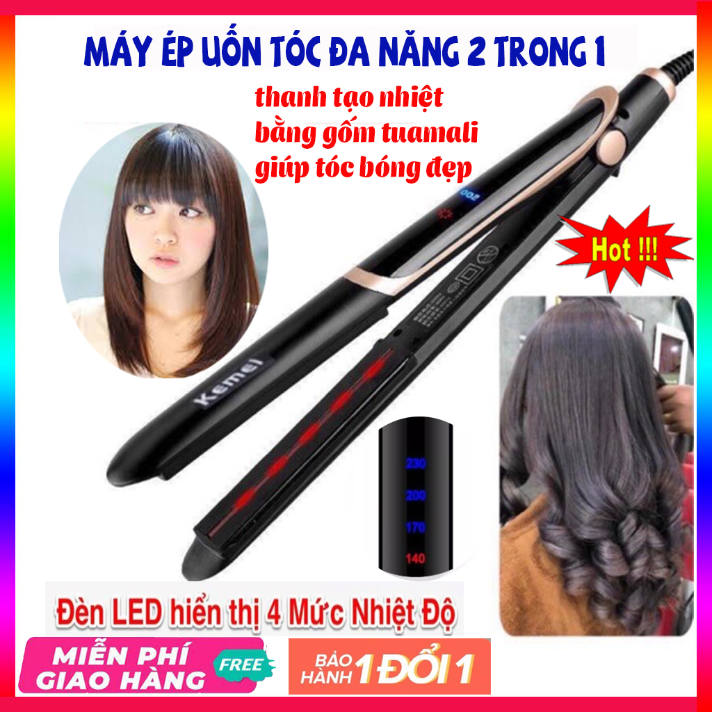Máy uốn tóc kemei KM2219 cho mái tóc đẹp kiểu dáng mới - chức năng uốn cụp - ép - uốn phồng - làm xoăn