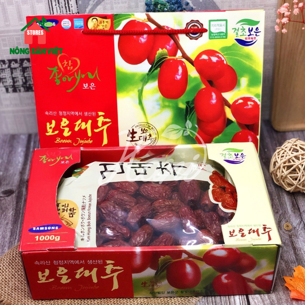 Hộp táo đỏ hàn quốc sấy khô hộp 1kg tặng kèm túi