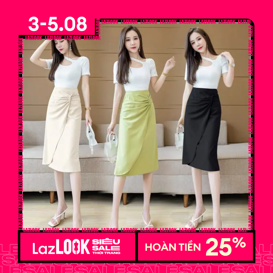 Chân váy công sở đắp tà soắn dài 68 cm H88 Fashion