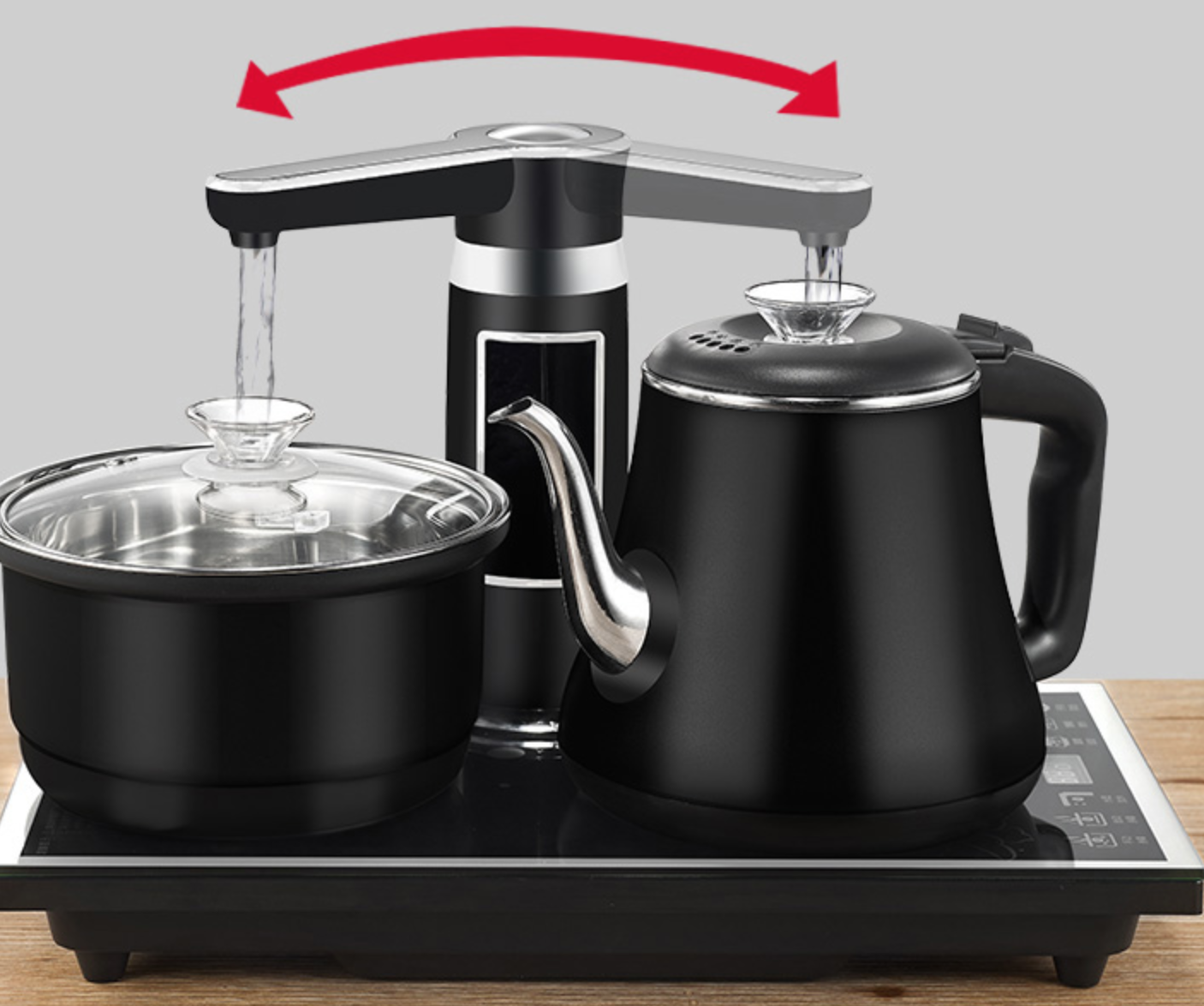 Bếp điện đun nước pha trà tự động xoay hoàn toàn tự động cảm ứng 100% - bếp đun nước đa năng vòi tự động xoay, bếp đun nước pha trà, bếp điện đôi, ấm siêu tốc đôi, ấm đun nước đôi siêu tốc